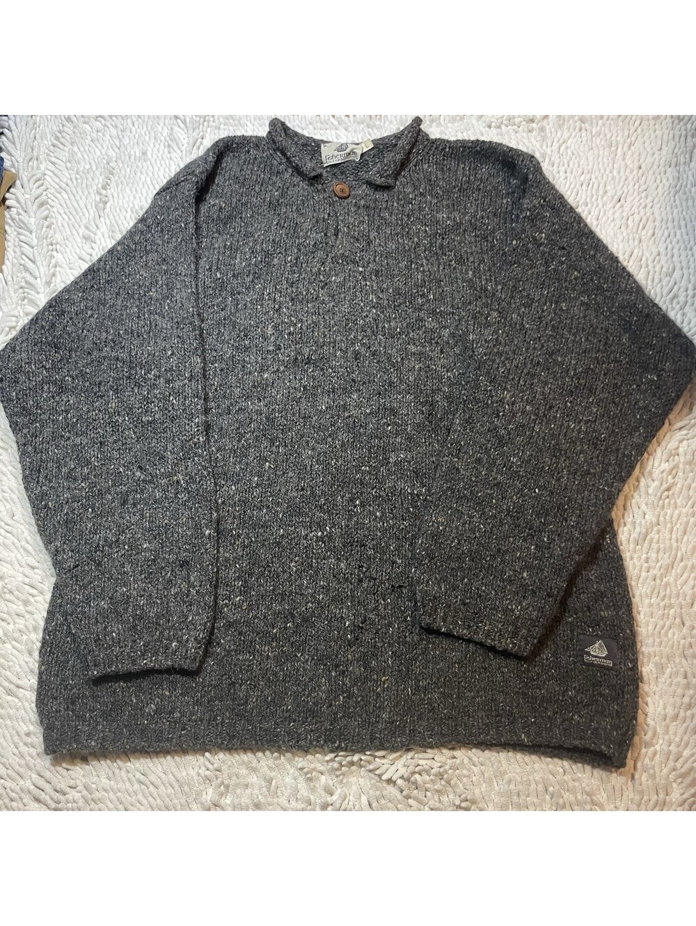 Fisherman Out Of Ireland Sweater Mens Large Brown Wool  Pullover *READ*